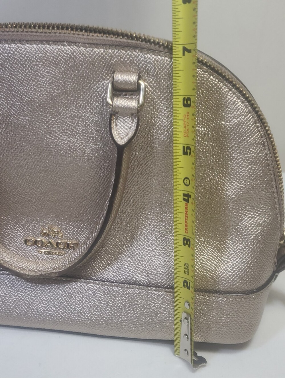 Coach Platinum Gold Sierra Satchel Metallic Leather Handbag Purse F22315 - Picture 15 of 16